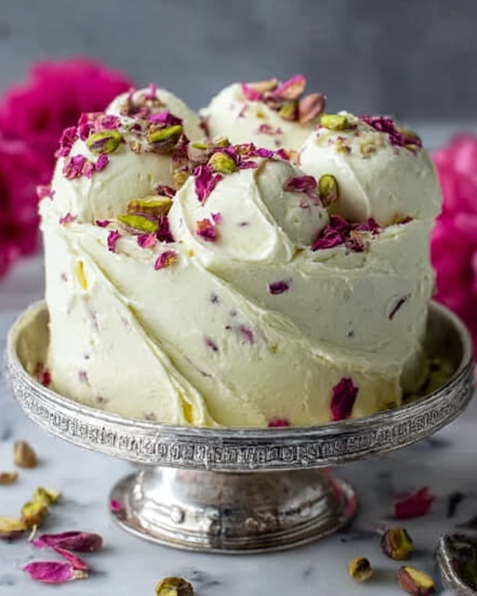 Rose Pistachio Cheesecake Ice Cream Recipe - Recipe Image