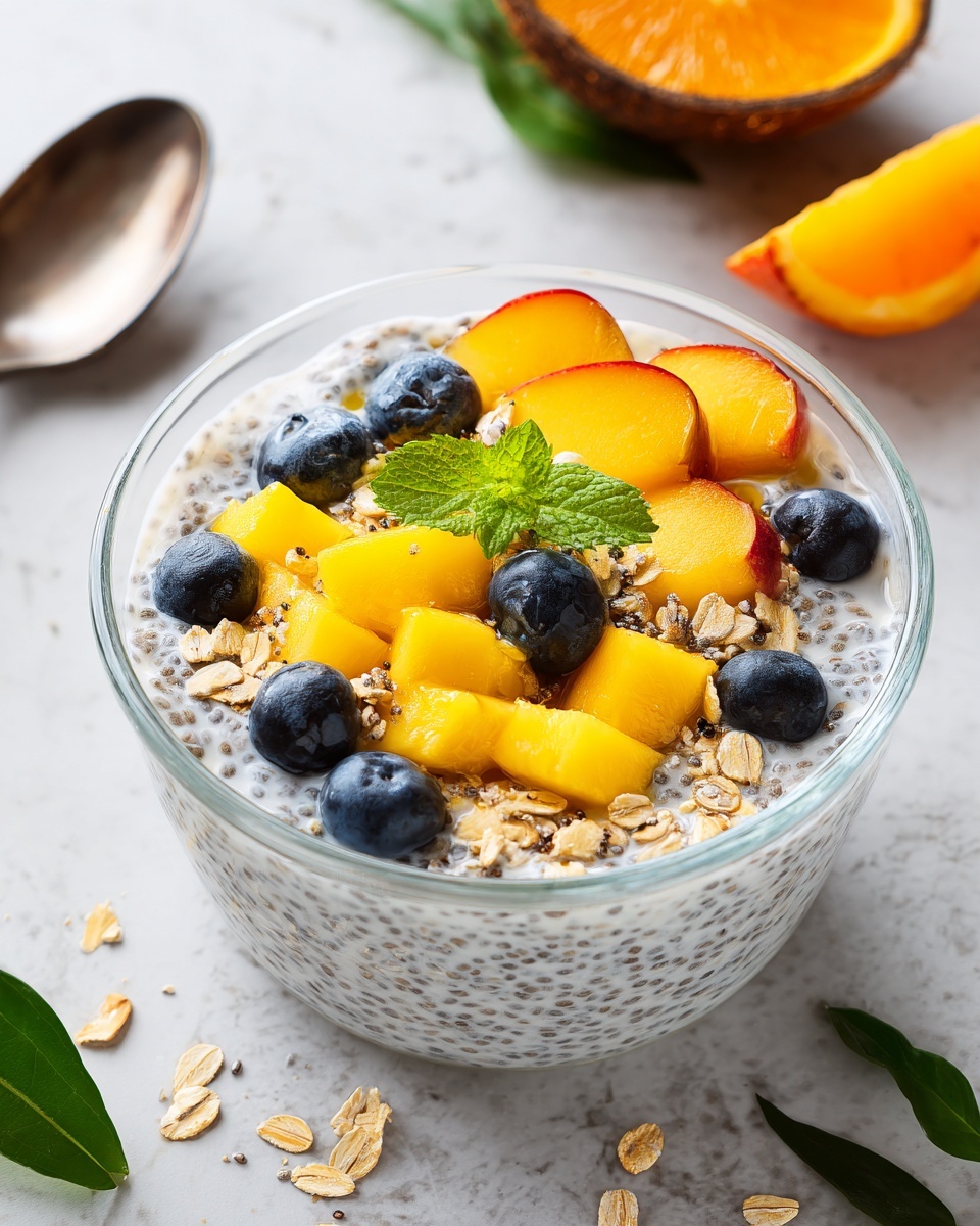 Coconut Chia Seed Pudding with Tropical Fruit Recipe - Recipe Image