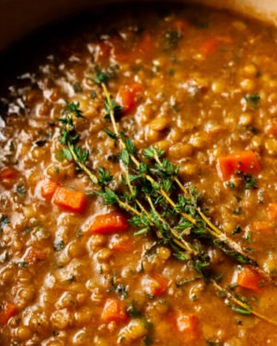 French Lentil Soup with Chicken and Roasted Red Peppers Recipe - Recipe Image