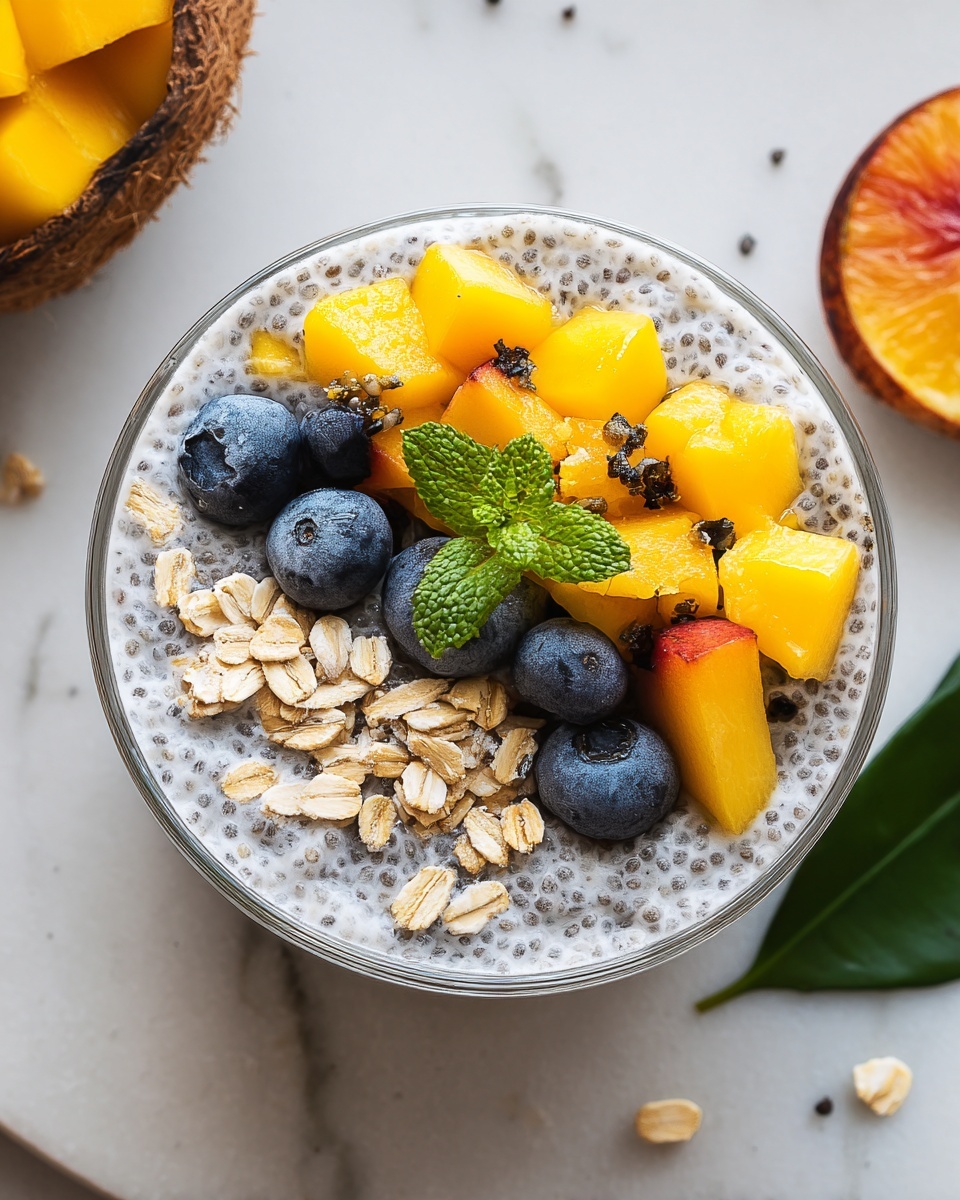 Coconut Chia Seed Pudding with Tropical Fruit Recipe - Recipe Image