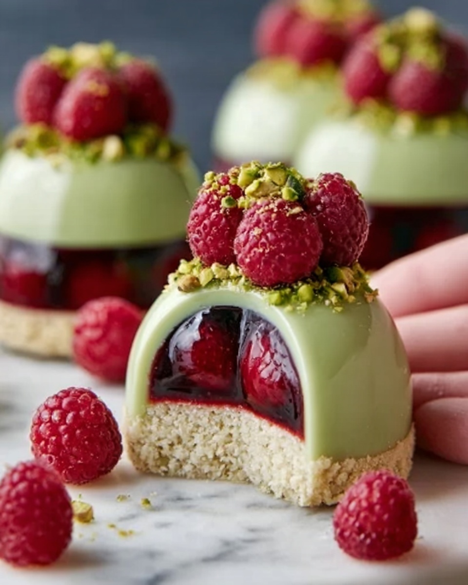 Pistachio & Raspberry Cheesecake Domes Recipe - Recipe Image