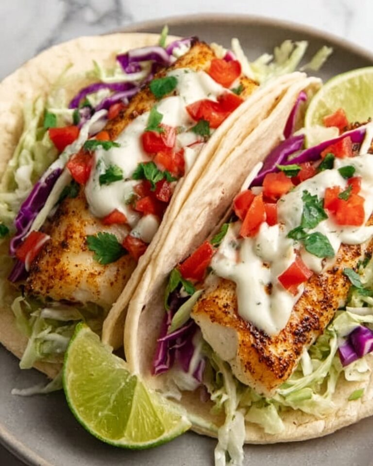 Fish Tacos with Lime Crema and Cabbage Slaw Recipe