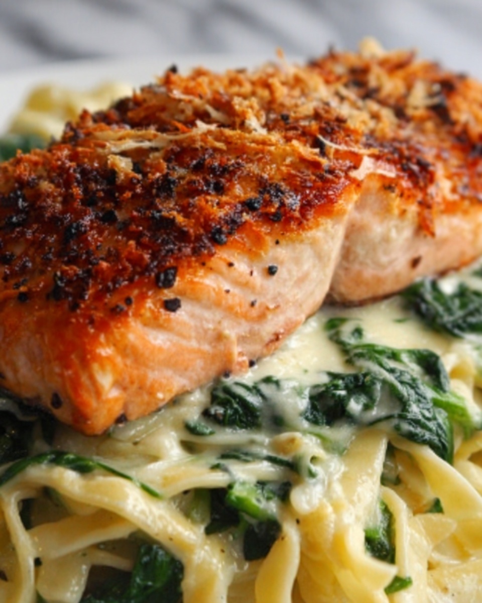 Blackened Salmon Stuffed with Spinach and Parmesan Cheese Recipe - Recipe Image