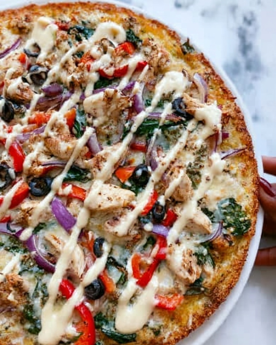 Greek Chicken Pizza with Tzatziki Drizzle Recipe - Recipe Image