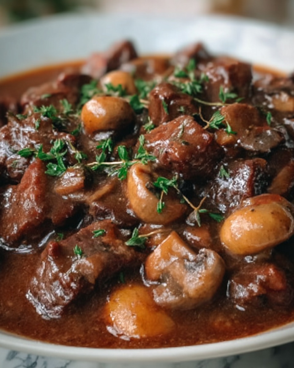 Classic French Beef Stew with Mushrooms Recipe - Recipe Image