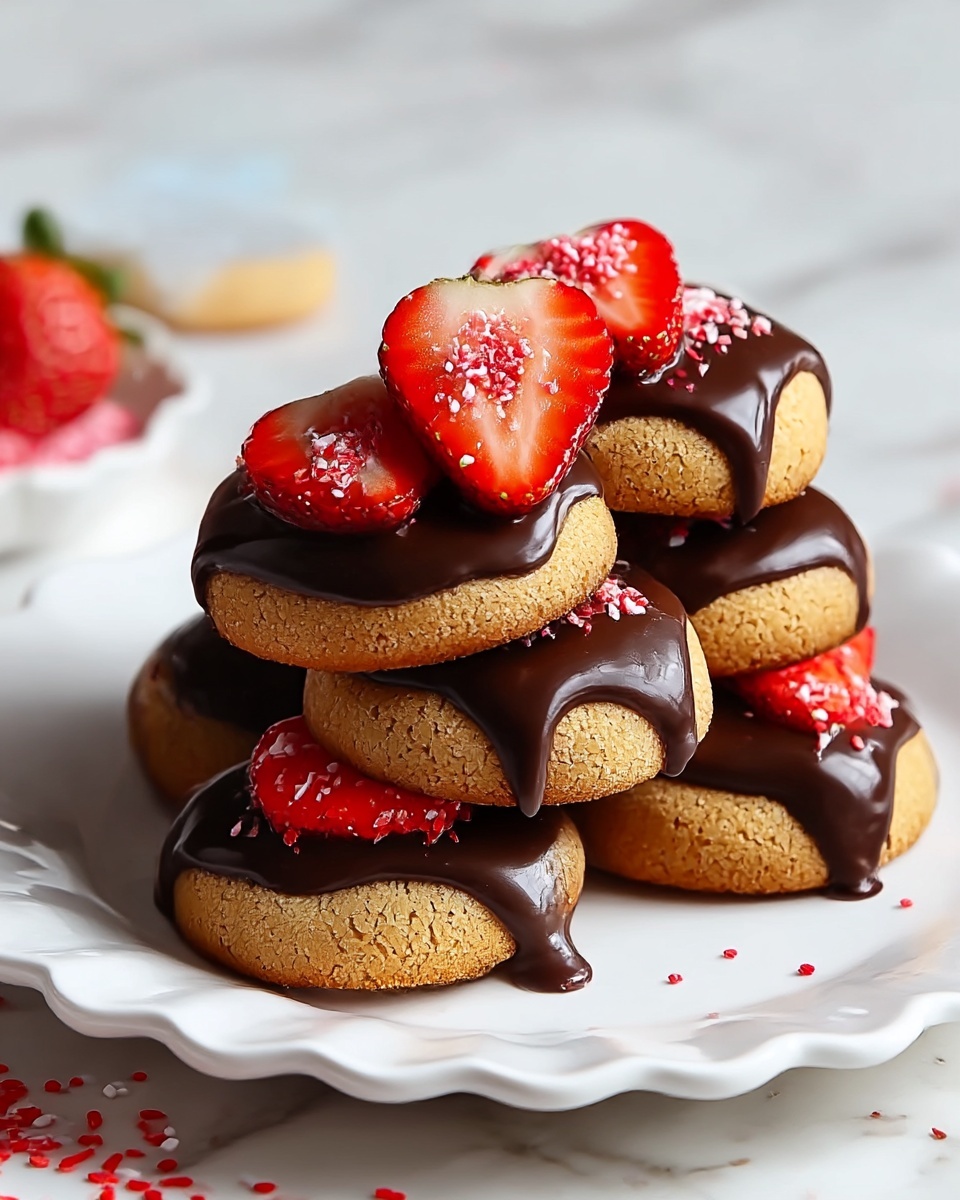 Chocolate Dipped Strawberry Cookies Recipe - Recipe Image