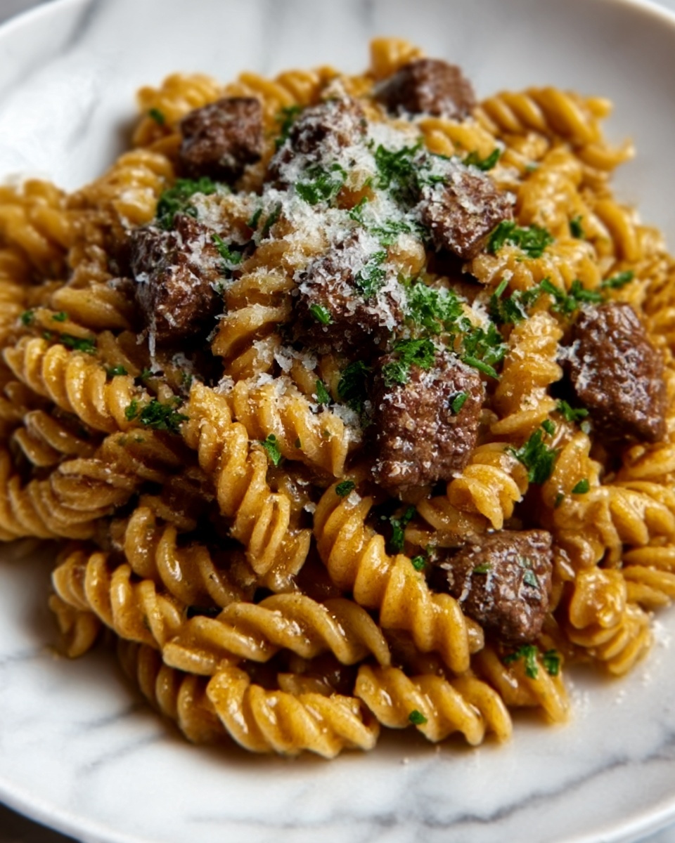 Beef Rotini with Garlic Parmesan Sauce Recipe - Recipe Image
