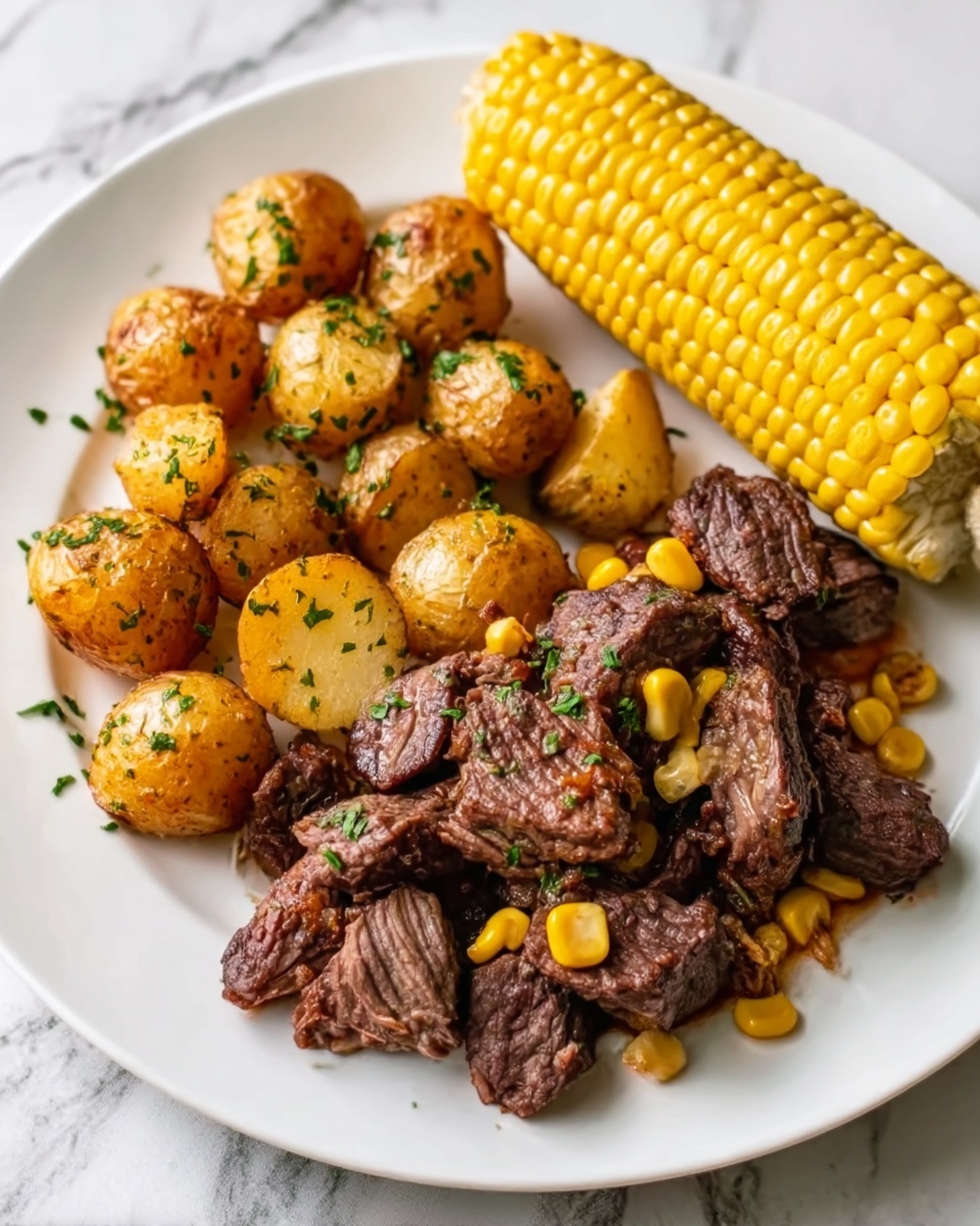 Slow Cooker Steak, Potatoes, and Corn Recipe - Recipe Image
