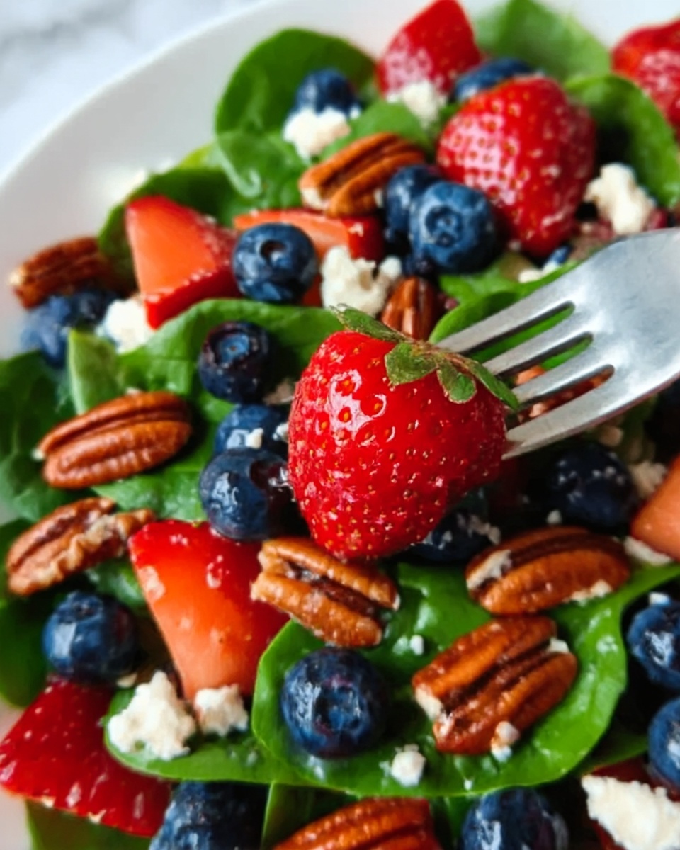 Strawberry & Blueberry Spinach Salad with Pecans and Feta Recipe - Recipe Image