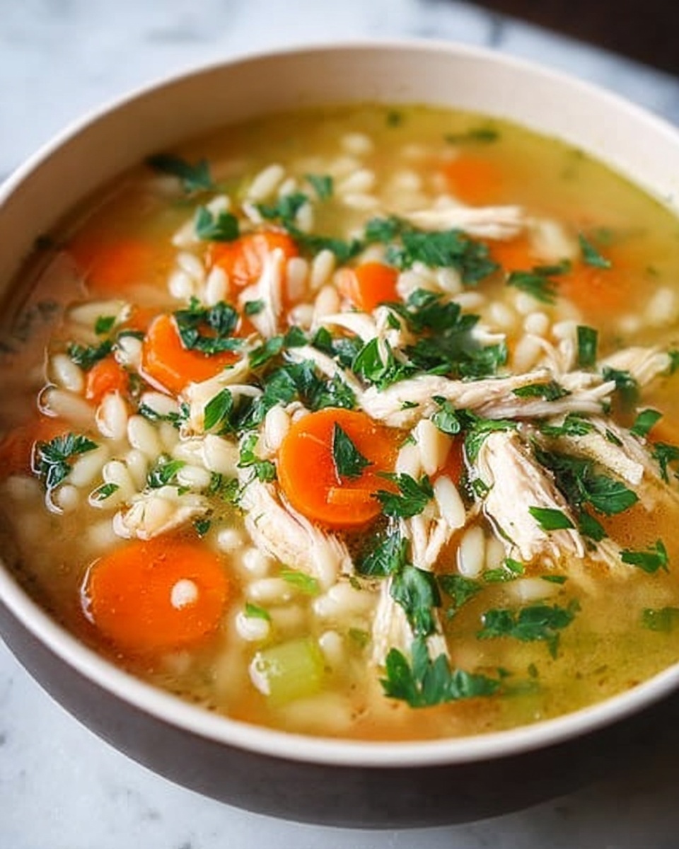 One Pot Lemon Chicken Orzo Soup Recipe - Recipe Image