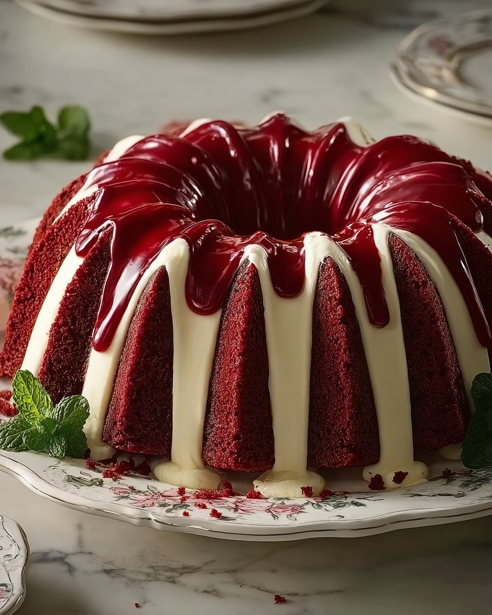 Layered Red Velvet Cheesecake Bundt Cake Recipe - Recipe Image