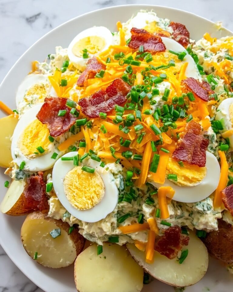 Loaded Potato Salad with Cheddar, Bacon, and Hard-Boiled Eggs Recipe