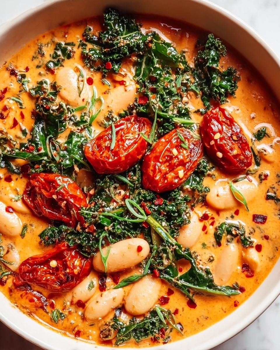Creamy Vegan Tomato White Bean Stew Recipe - Recipe Image