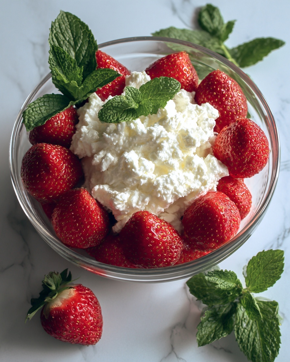 Strawberries with Mint-Infused Cream Recipe - Recipe Image
