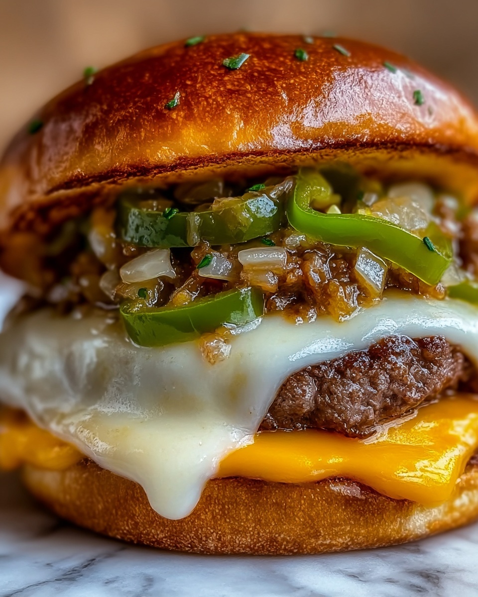 Philly Cheese Steak Burgers Recipe - Recipe Image