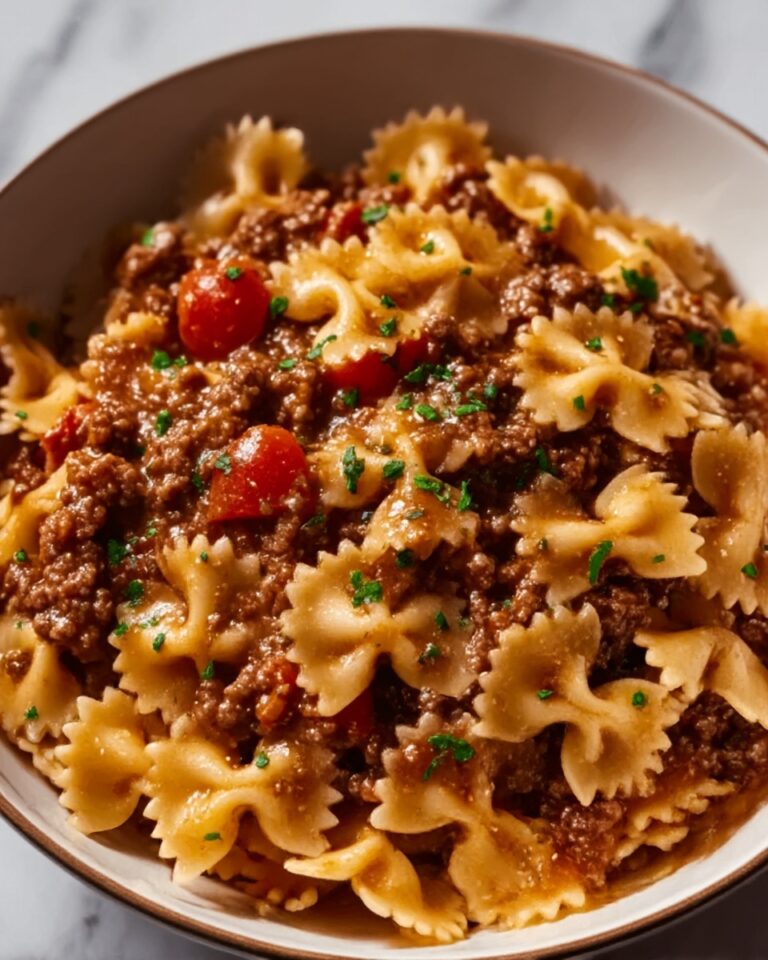 Bowtie Pasta with Creamy Ground Beef and Tomatoes Recipe