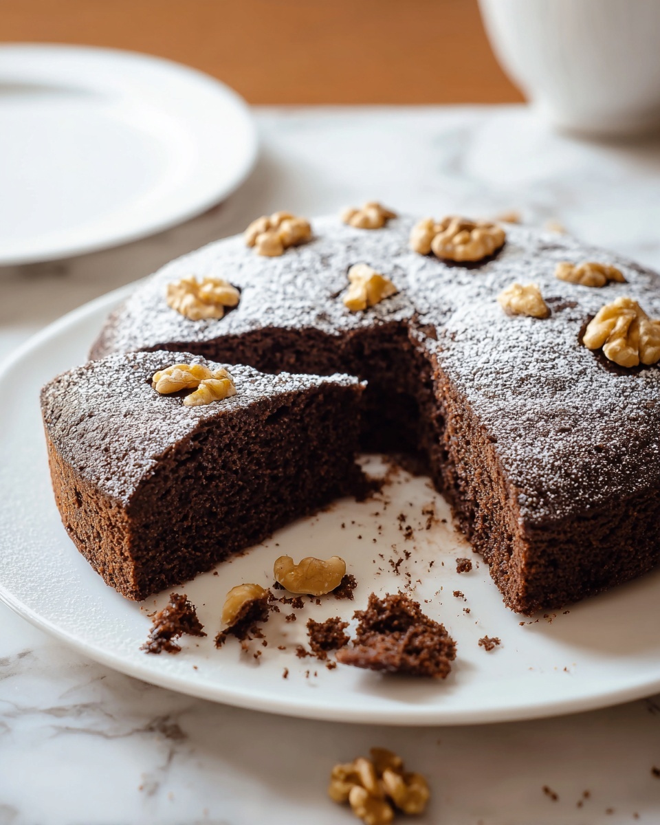 Simple Moist Chocolate Walnut Cake Recipe - Recipe Image