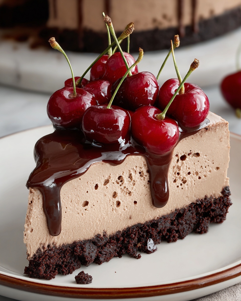 No-Bake Cherry Chocolate Cheesecake Recipe - Recipe Image