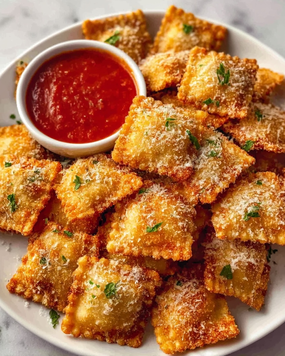Air Fryer Crispy Ravioli with Parmesan and Marinara Recipe - Recipe Image