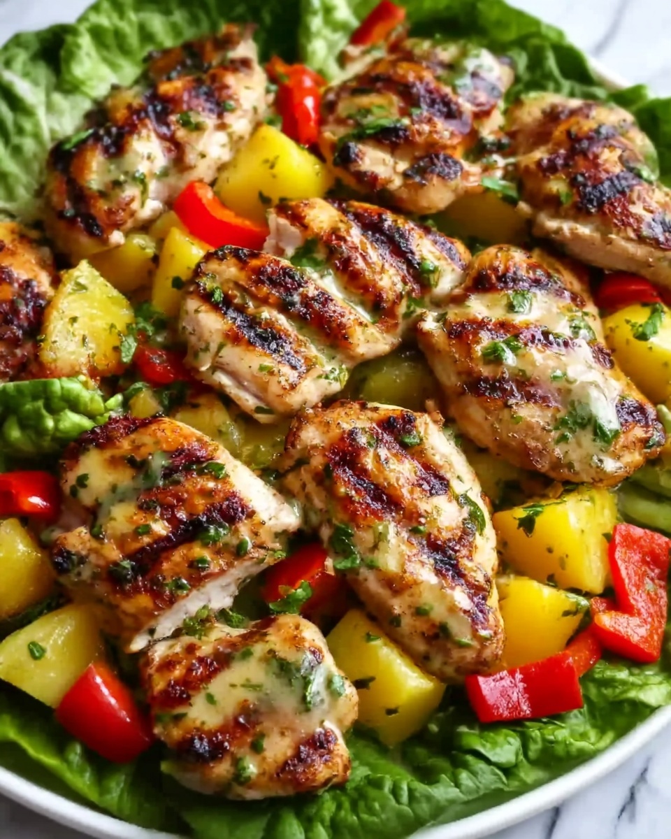 Grilled Romaine Caesar Salad with Chicken and Pancetta Recipe - Recipe Image