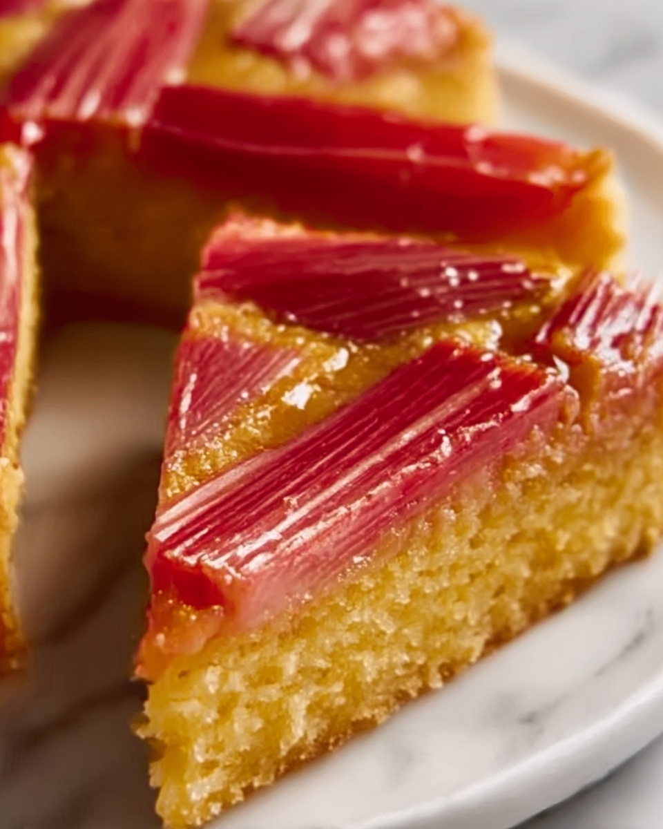 Upside-Down Rhubarb Cake with Caramel Swirls Recipe - Recipe Image