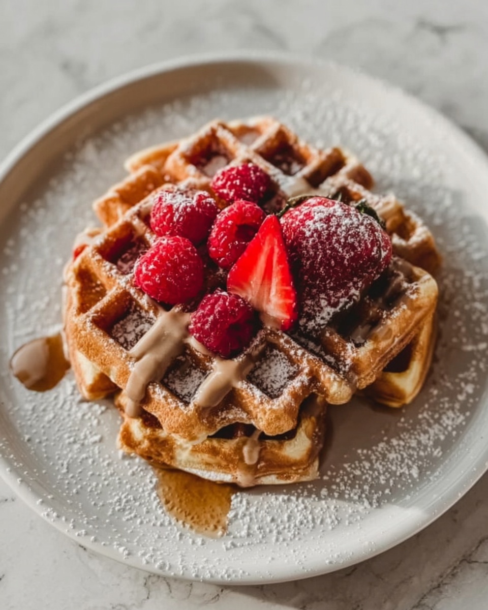 Cinnamon Sugar Belgian Waffles with Fresh Berries Recipe - Recipe Image