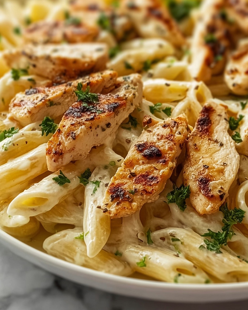 Creamy Garlic Chicken & Penne Recipe - Recipe Image