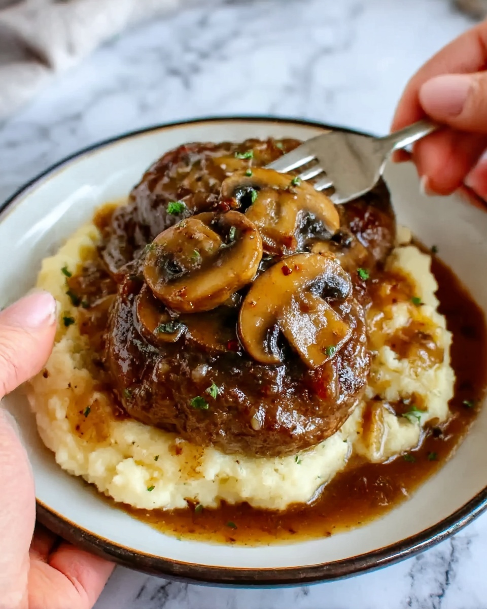 Bobby Flay Salisbury Steak with Mushroom Gravy Recipe - Recipe Image