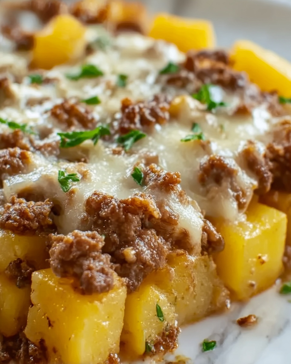 One-Pan Cheesy Meat & Potato Skillet Recipe - Recipe Image