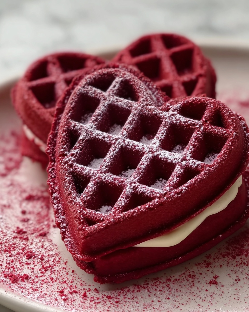 Heart-Shaped Red Velvet Waffles Recipe - Recipe Image