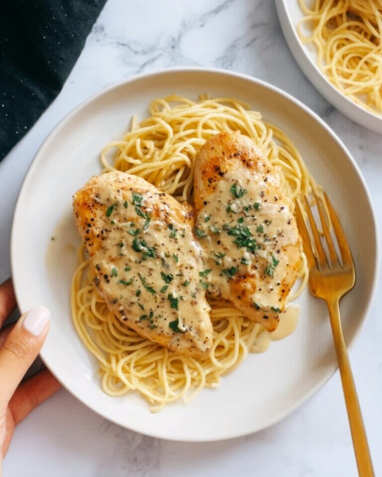 Crockpot Angel Chicken with Creamy Italian Sauce over Angel Hair Pasta Recipe