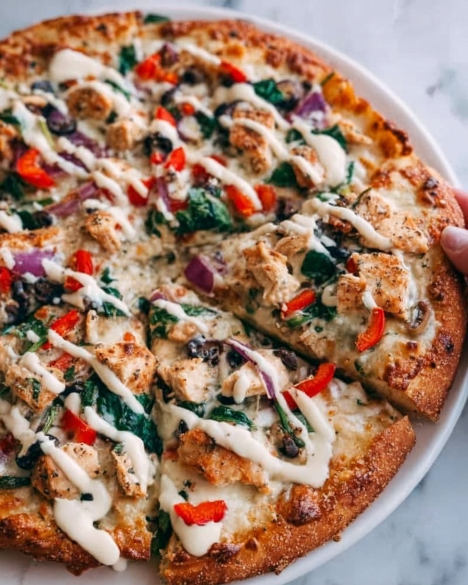 Greek Chicken Pizza with Tzatziki Drizzle Recipe - Recipe Image
