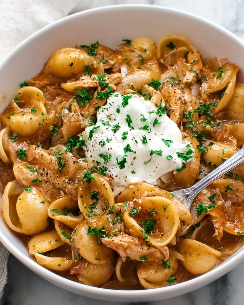 One Pot French Onion Pasta Recipe - Recipe Image