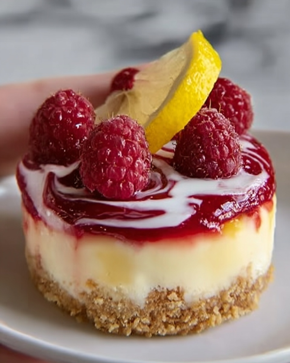 No Bake Raspberry Lemon Swirl Cheesecake Recipe - Recipe Image