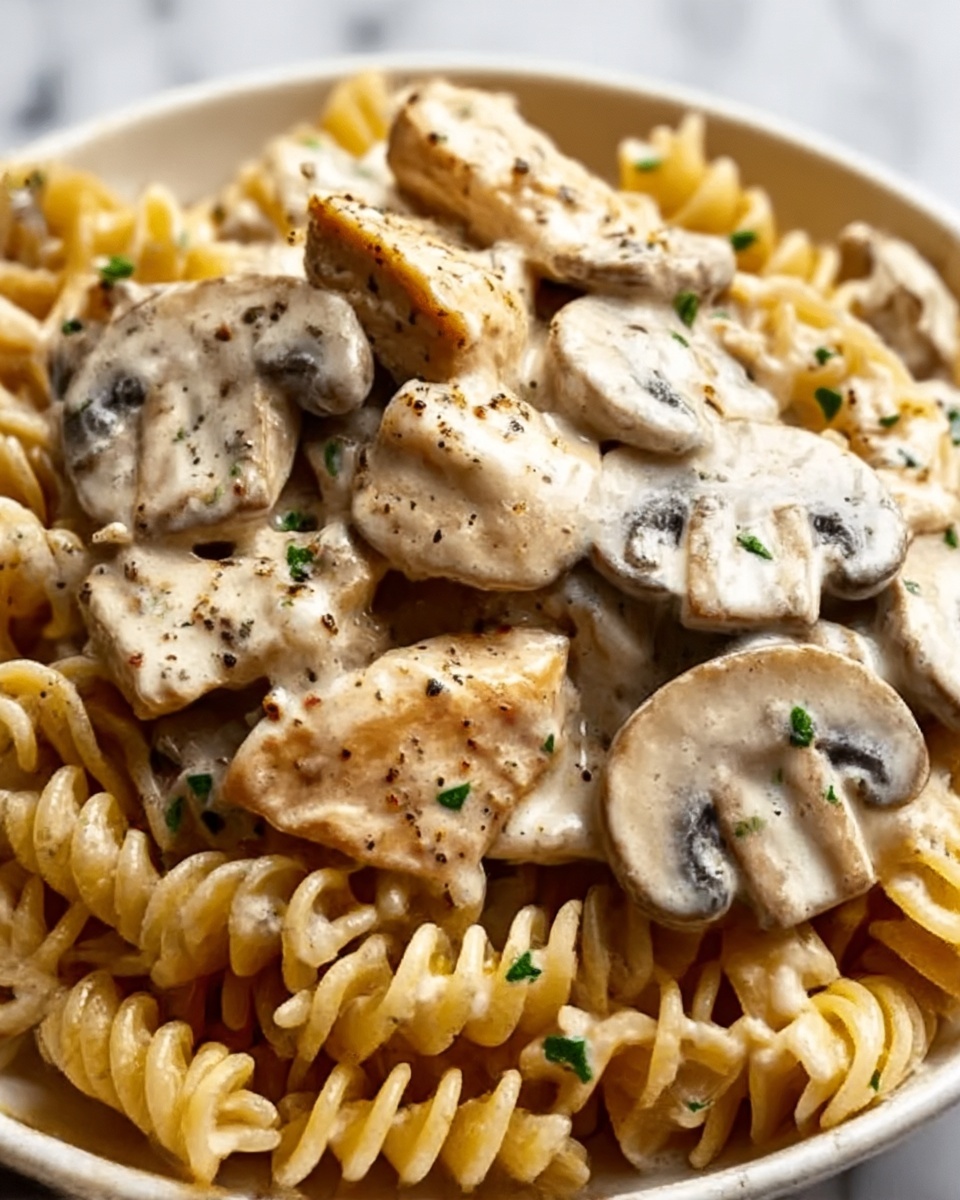 Chicken and Mushroom Pasta in Creamy Sauce Recipe - Recipe Image
