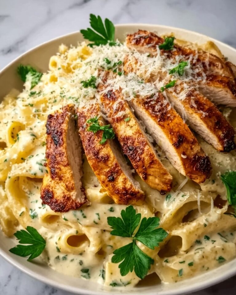 Creamy Garlic Parmesan Pasta with Pan-Seared Chicken Recipe