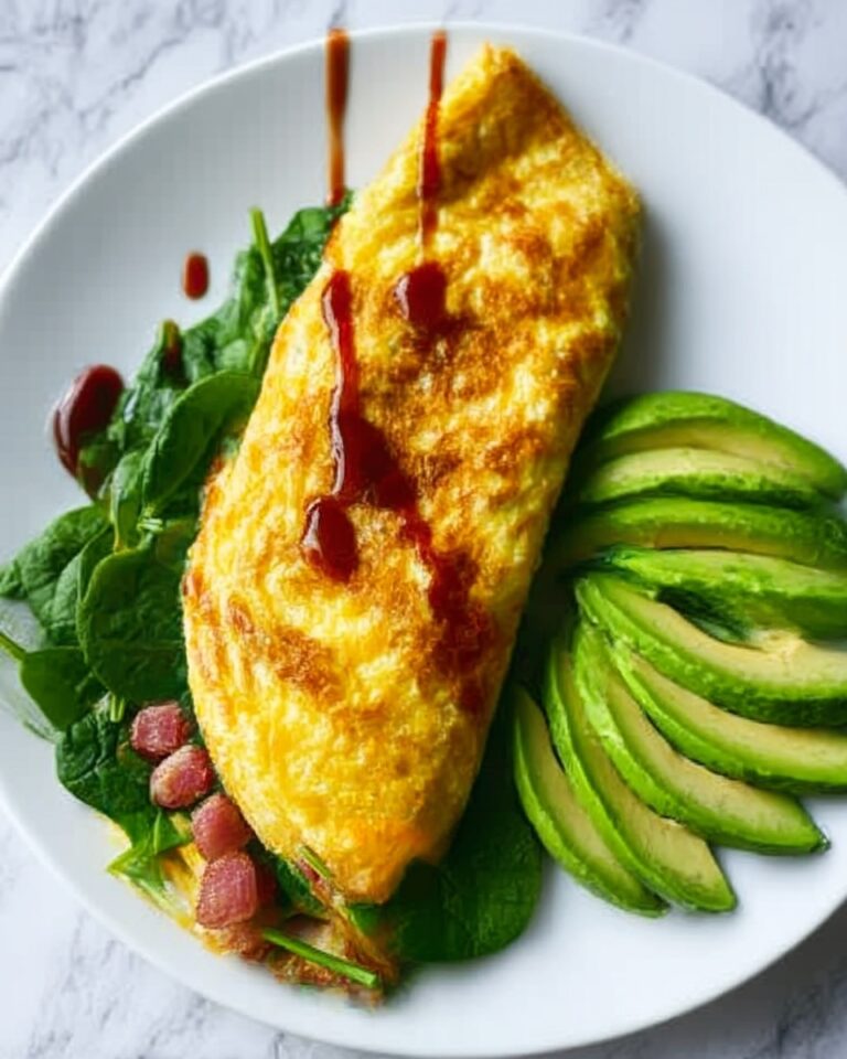 Loaded Breakfast Omelette with Vegetables, Spam, and Cheese Recipe
