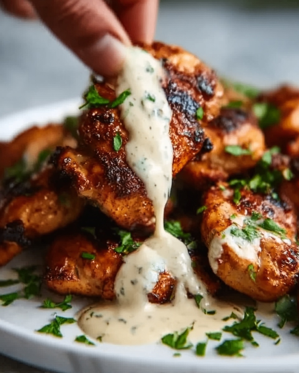 Grilled Chicken Bites with Creamy Garlic Sauce Recipe - Recipe Image