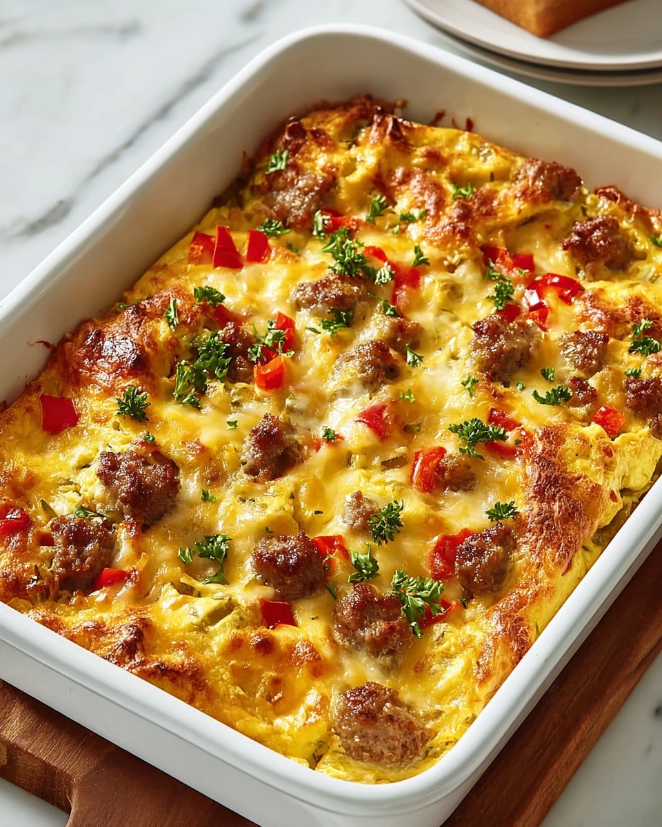 Cheesy Sausage Hashbrown Breakfast Bake Recipe - Recipe Image