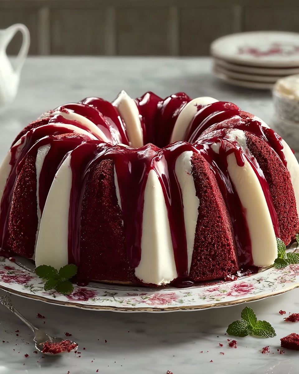 Layered Red Velvet Cheesecake Bundt Cake Recipe - Recipe Image