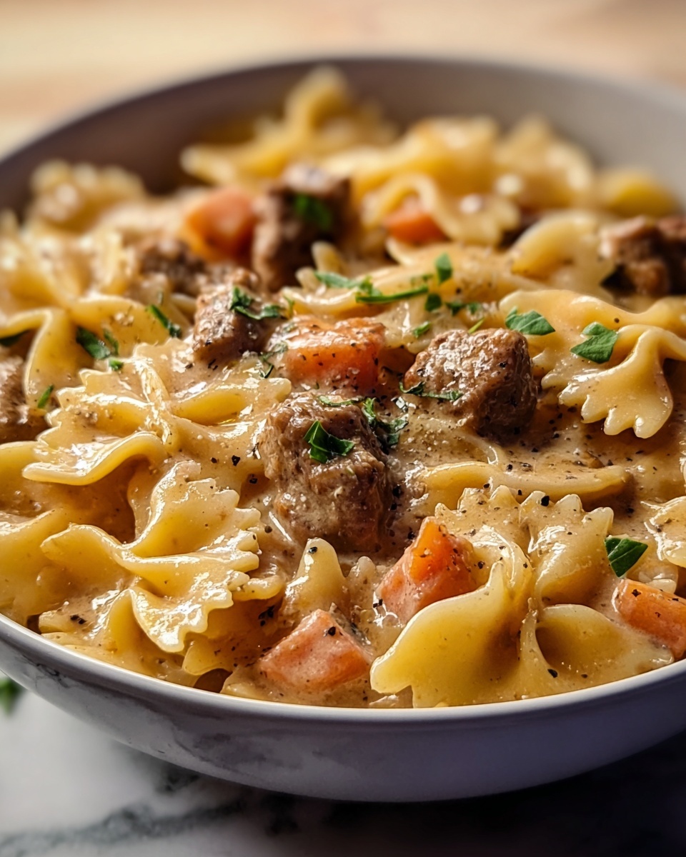 Creamy Beef and Bowtie Pasta Recipe - Recipe Image