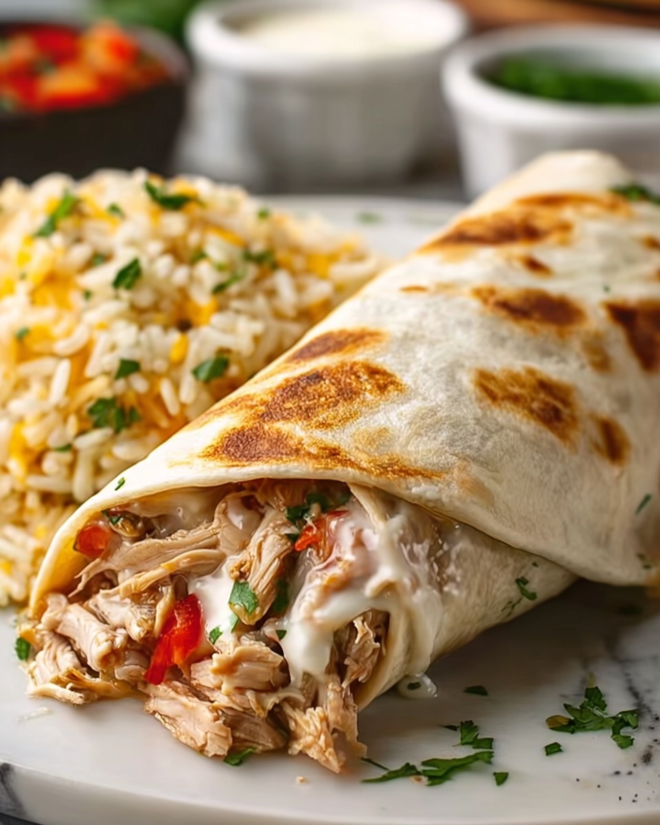 Smothered Green Chile Chicken Burritos Recipe - Recipe Image