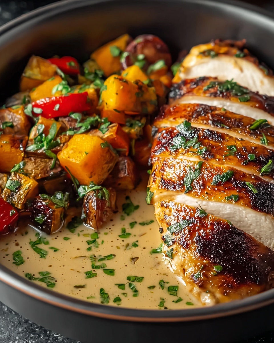 Honey Mustard Glazed Chicken with Roasted Vegetables Recipe - Recipe Image