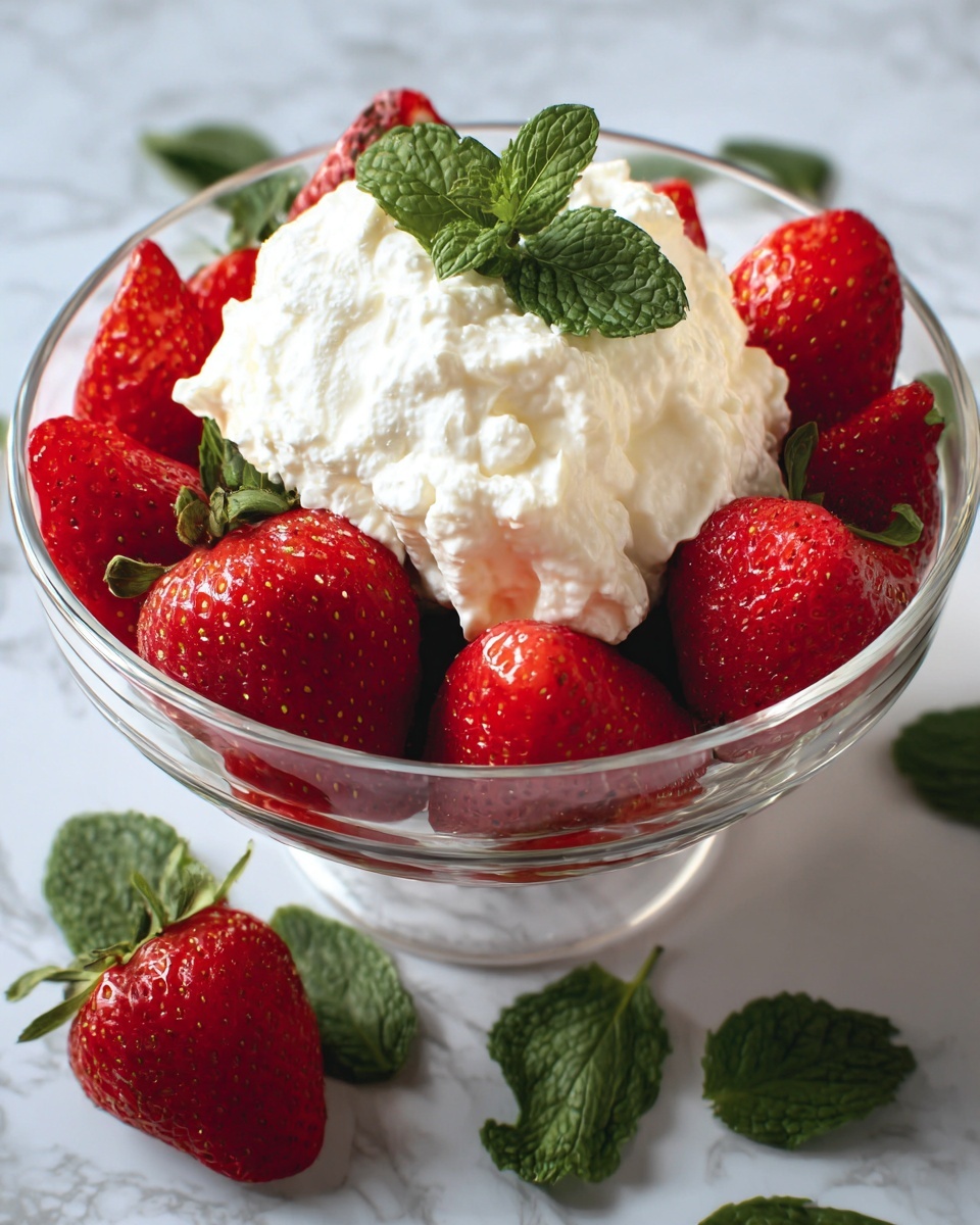 Strawberries with Mint-Infused Cream Recipe - Recipe Image