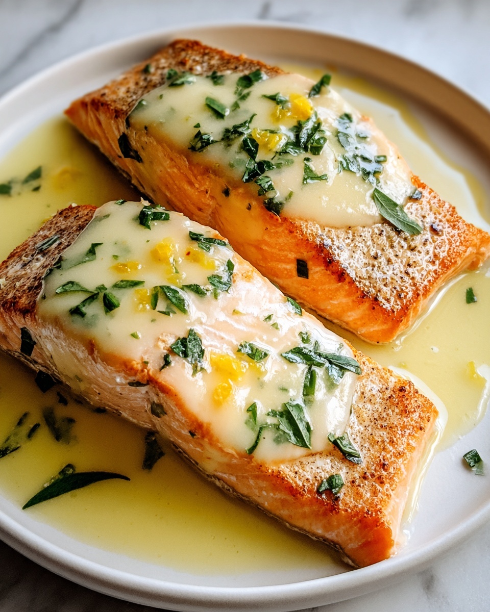 Simple Baked Salmon with Zesty Lemon Butter Cream Sauce Recipe - Recipe Image