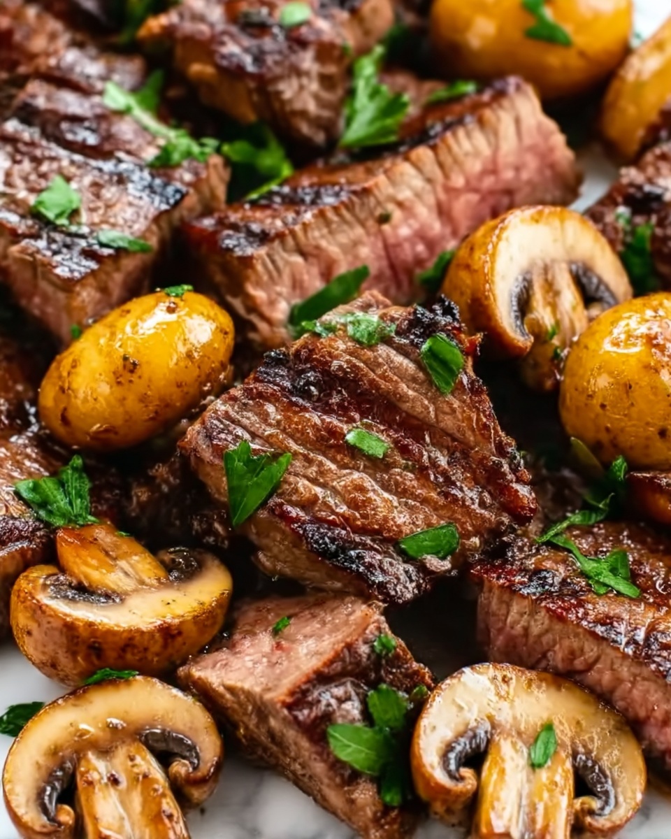 Grilled Steak, Potato, and Mushroom Kabobs Recipe - Recipe Image