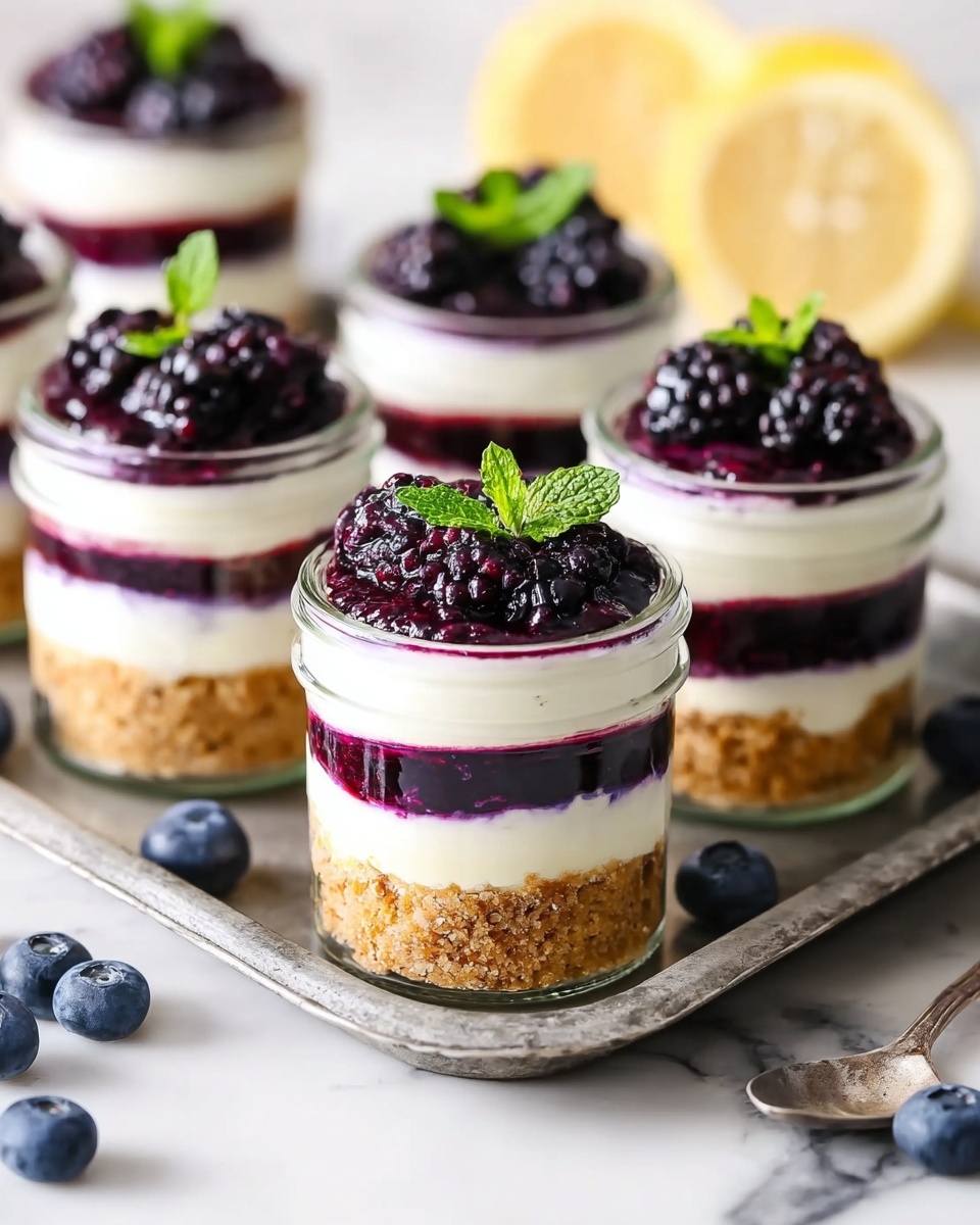 Blueberry Lemon No Bake Cheesecake Jars Recipe - Recipe Image