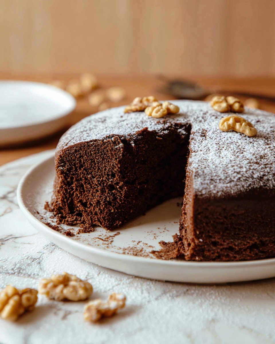 Simple Moist Chocolate Walnut Cake Recipe - Recipe Image