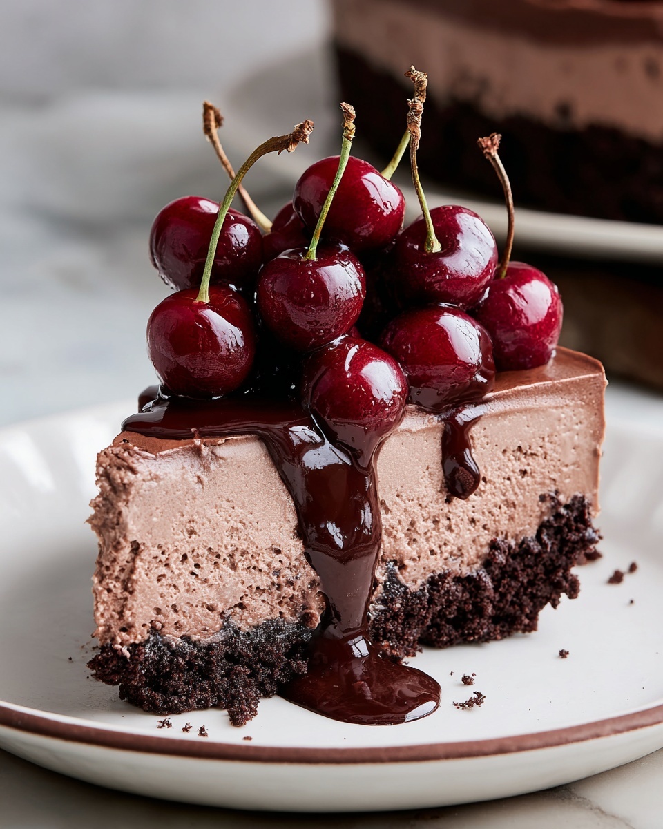 No-Bake Cherry Chocolate Cheesecake Recipe - Recipe Image
