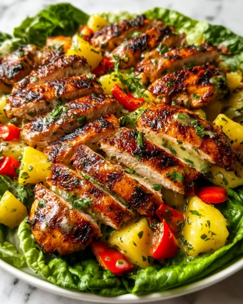 Grilled Romaine Caesar Salad with Chicken and Pancetta Recipe - Recipe Image